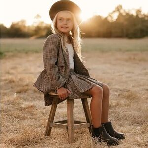 Rylee + Cru Brown and Tan Plaid Blazer
